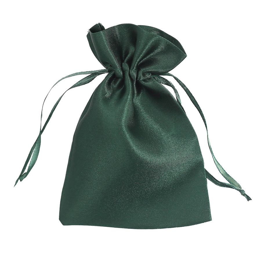 12 Pack | 4x6inch Hunter Emerald Green Satin Wedding Favor Bags, Drawstring Pouch Gift Bags#whtbkgd