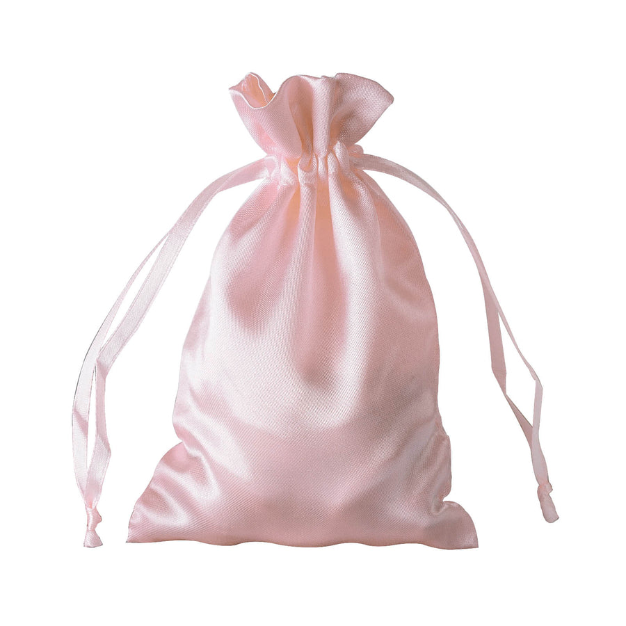 12 Pack | 4x6inch Blush/Rose Gold Satin Drawstring Wedding Party Favor Gift Bags#whtbkgd