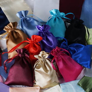 High-Quality Chocolate Satin Drawstring Gift Bags