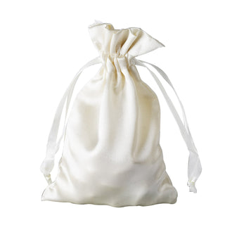 Enhance Your Wedding Decor with Our Ivory Satin Drawstring Bags