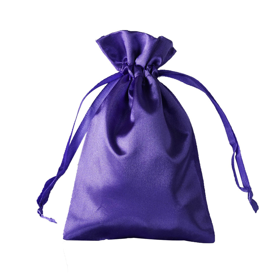 12 Pack | 4x6inch Purple Satin Drawstring Wedding Party Favor Gift Bags#whtbkgd
