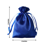 12 Pack | 4x6inch Royal Blue Satin Drawstring Wedding Party Favor Gift Bags