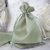 12 Pack | 5x7inch Sage Green Satin Drawstring Wedding Party Favor Gift Bags#whtbkgd
