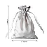 12 Pack | 5x7inch Silver Satin Drawstring Wedding Party Favor Gift Bags