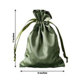 12 Pack | 5"x7" Olive Green Satin Drawstring Wedding Party Favor Gift Bags, Drawstring Pouch