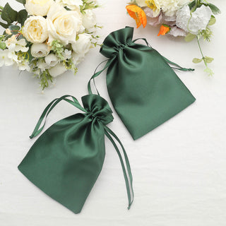 Glamorous and Elegant Hunter Emerald Green Satin Wedding Party Favor Bags