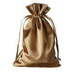 12 Pack | 6inch x 9inch Antique Gold Satin Wedding Party Favor Bags, Drawstring Pouch Gift Bags