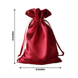 12 Pack | 6inch x 9inch Burgundy Satin Drawstring Wedding Party Favor Gift Bags