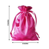 12 Pack | 6inch x 9inch Fuchsia Satin Drawstring Wedding Party Favor Gift Bags