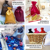 12 Pack | 5x7inch Antique Gold Satin Drawstring Wedding Party Favor Gift Bags