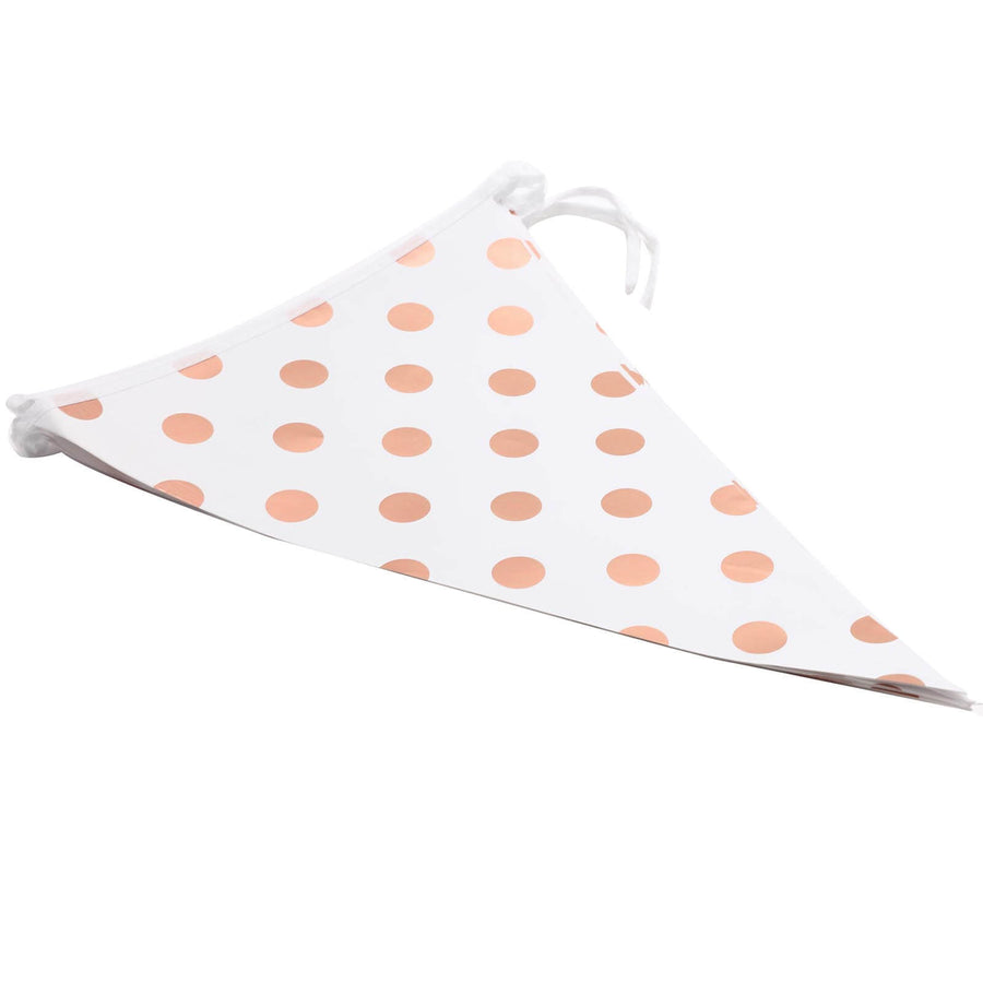 7.5ft | Rose Gold Polka Dot Print Triangle Pennant Flag Party Banner