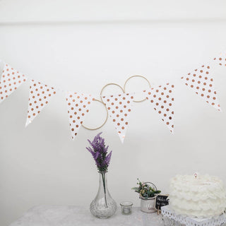 Add a Touch of Glamour with the Rose Gold Polka Dot Triangle Pennant Flag Party Banner
