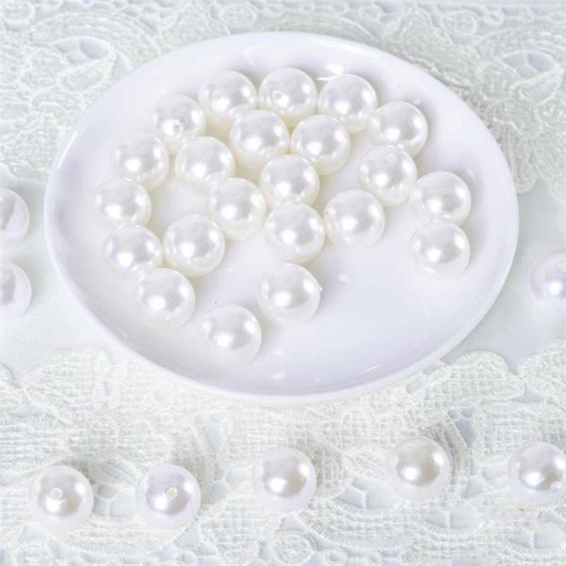 120 Pack | 20mm Glossy White Faux Craft Pearl Beads & Vase Filler