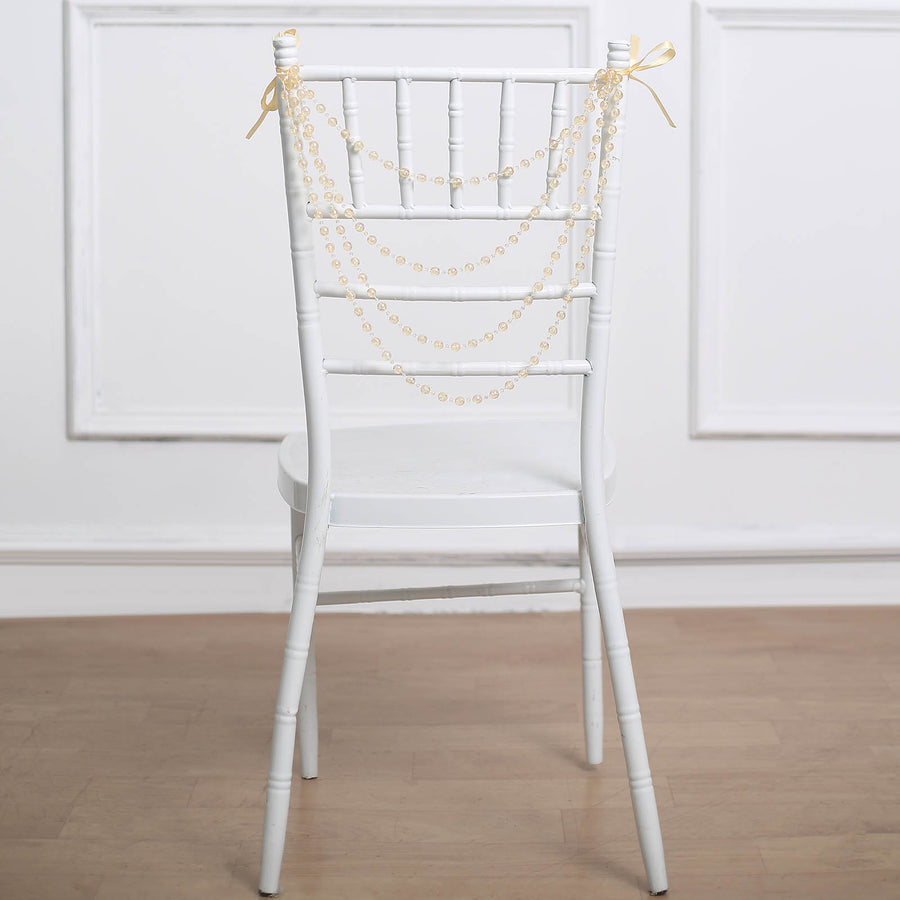 16inch Amber Gatsby Faux Pearl Beaded Wedding Chair Back Garland Sash