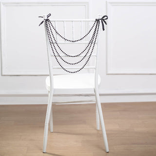 Add Elegance to Your Event with the Black Faux Pearl Beaded Chiavari Chair Back Garland Sash