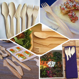 100 Pack Eco Friendly Birchwood Picnic Forks, 6inch Biodegradable Wooden Cutlery