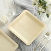 25 Pack | 9inch Eco Friendly Poplar Wood Square Dinner Plates, Disposable Picnic Plates