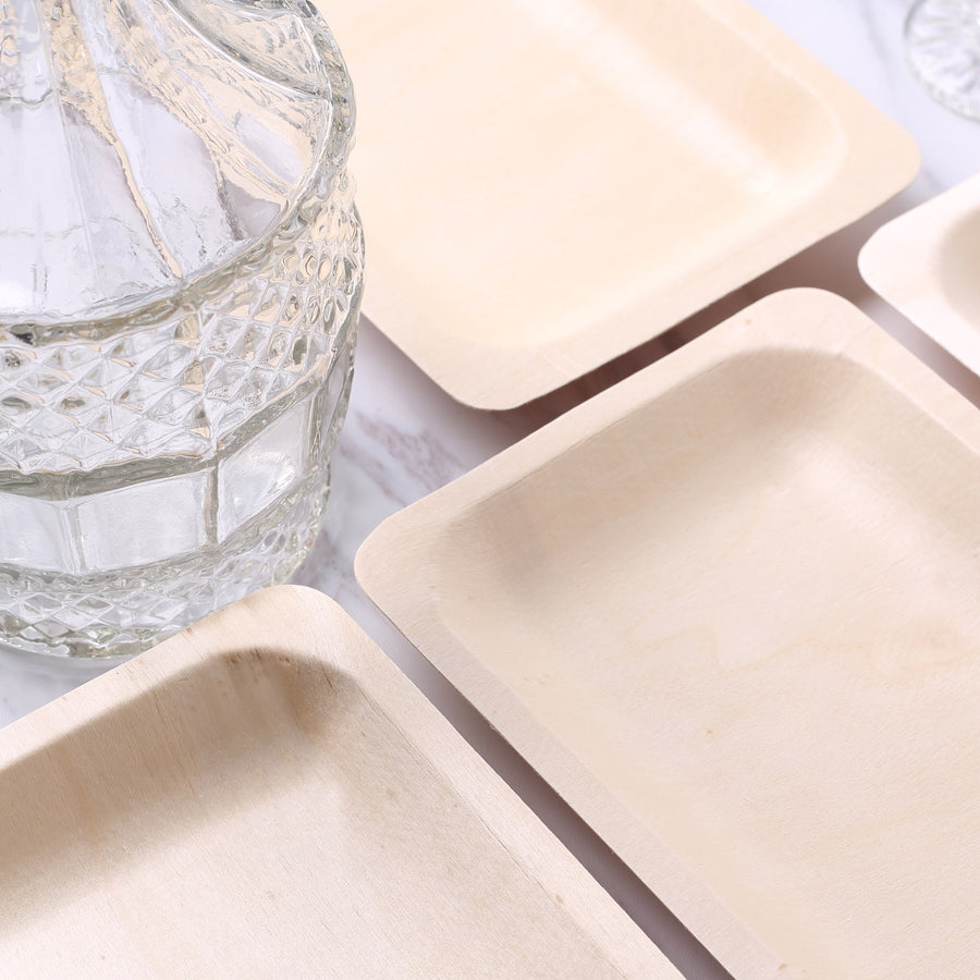 25 Pack | 5x8inches Eco Friendly Birchwood Wooden Dessert Serving Plates
