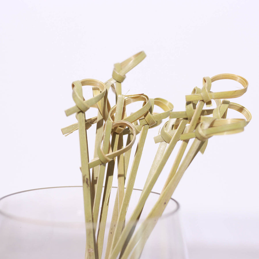 100 Pack | 3.5inches Eco Friendly Knotted Bamboo Skewers, Cocktail Picks