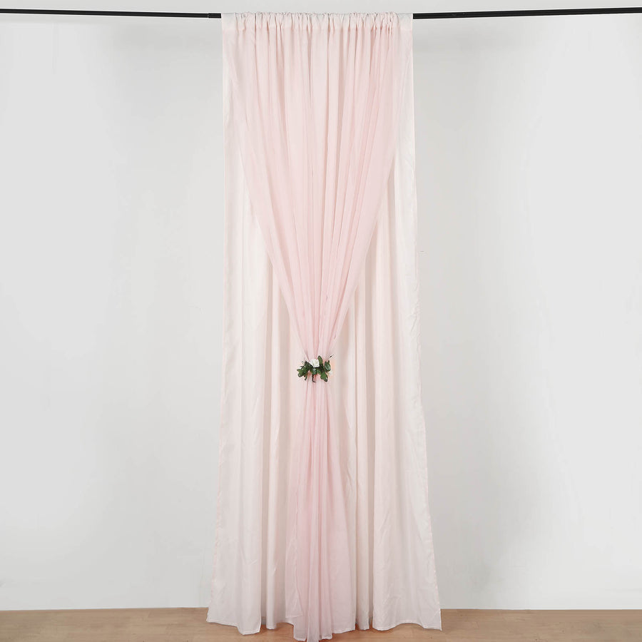 10ft Blush Rose Gold Dual Layered Sheer Chiffon Polyester Backdrop Curtain With Rod Pockets
