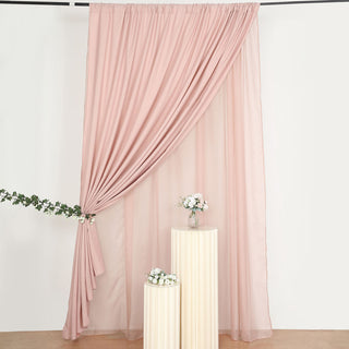 Dusty Rose Dual Layered Sheer Chiffon Polyester Backdrop Curtain With Rod Pockets