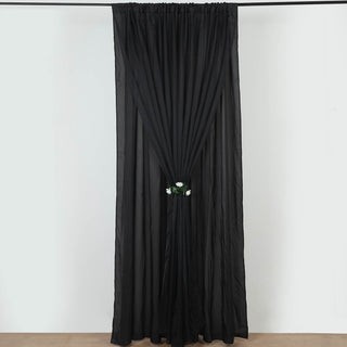 10ft Black Dual Layered Sheer Chiffon Polyester Backdrop Curtain