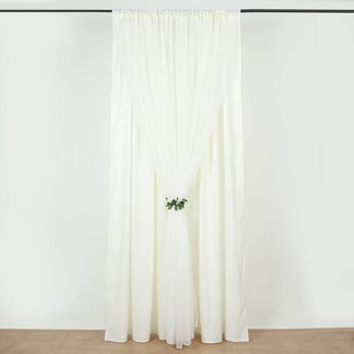 Add Elegance to Your Event with the 10ft Ivory Dual Layered Sheer Chiffon Polyester Backdrop Curtain