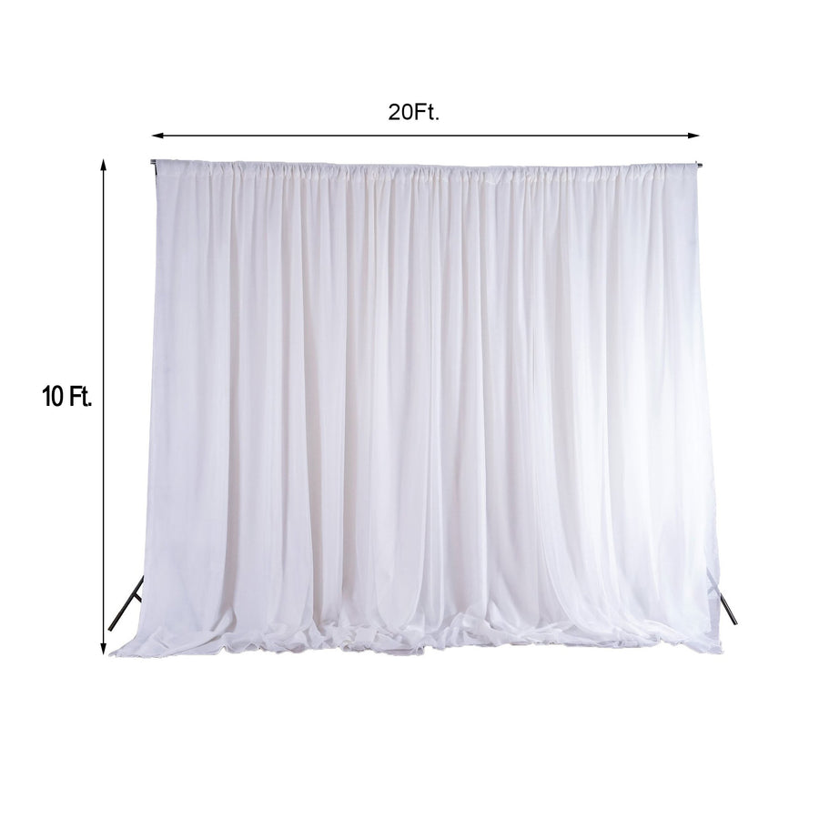 20ftx10ft White Dual Layered Chiffon Polyester Room Divider, Backdrop Curtain with Rod Pocket

