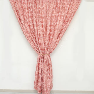 Elegant Dusty Rose Satin Rosette Curtain for a Luxurious Event