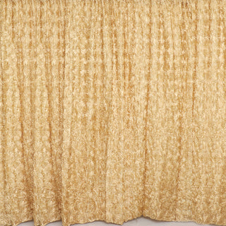Luxurious Champagne Satin Rosette Curtain for Your Special Occasions