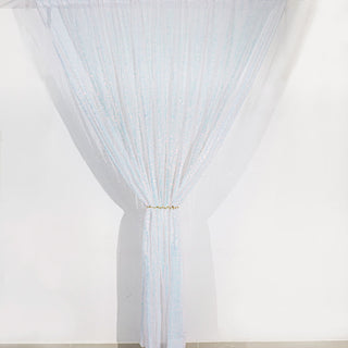 Add Elegance and Glamour with the Iridescent Blue Sequin Event Background Drape