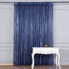 8ftx8ft Navy Blue Semi-Sheer Sequin Event Background Drape, Photo Backdrop Curtain Panel