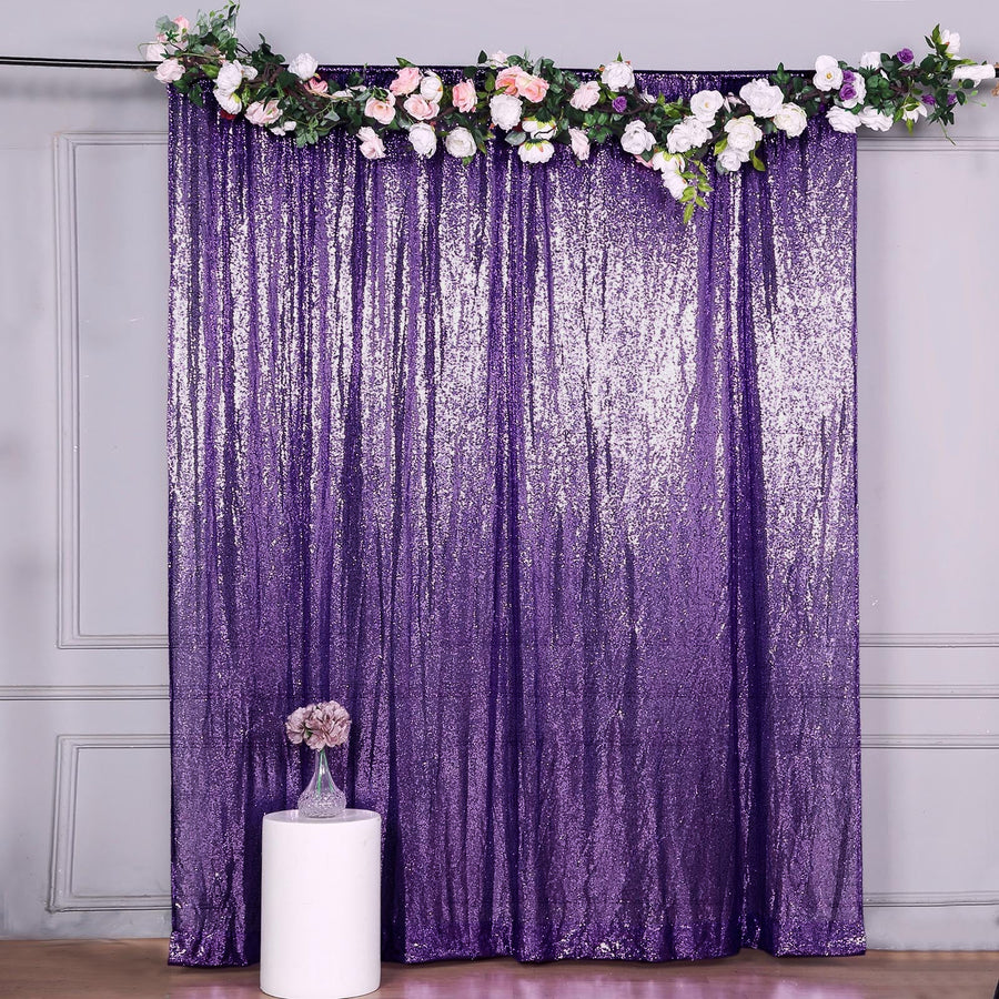 8ftx8ft Purple Sequin Event Background Drape, Photo Backdrop Curtain Panel