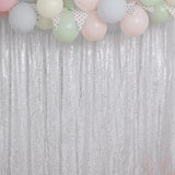 8ftx8ft Silver Sequin Event Background Drape, Photo Backdrop Curtain Panel