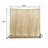 20ftx10ft Premium Champagne Chiffon Sequin Dual Layer Drapery Panel, Formal Event Photo Backdrop