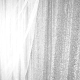 20ftx10ft Premium Silver Chiffon Sequin Dual Layer Drapery Panel Formal Event Photo Backdrop Curtain