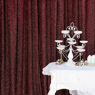 Burgundy Metallic Shimmer Tinsel Event Background Drapery: Add Elegance to Your Event Decor