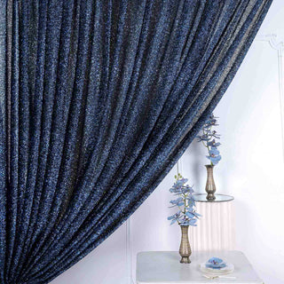 Transform Your Event with the Navy Blue Metallic Shimmer Tinsel Event Background Drapery Panel