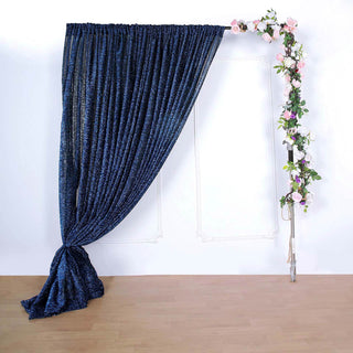 Add a Touch of Elegance with the Navy Blue Metallic Shimmer Tinsel Event Background Drapery Panel