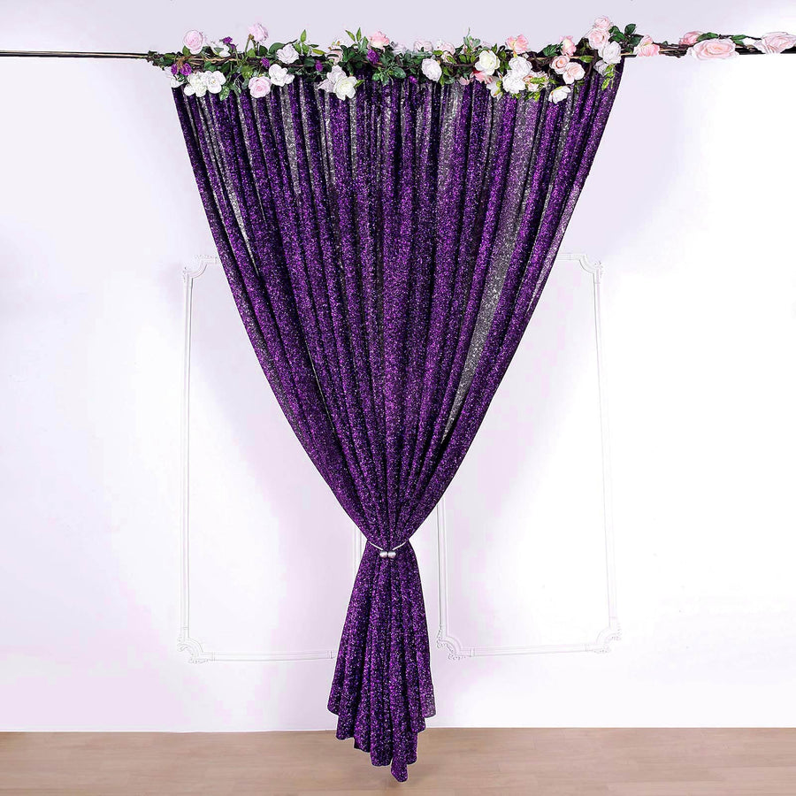 20ftx10ft Purple Metallic Shimmer Tinsel Event Background Drapery Panel, Photo Backdrop Curtain