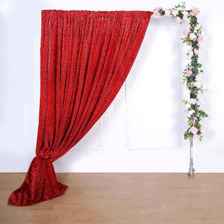 Create Lasting Impressions with the Red Metallic Shimmer Tinsel Event Background Drapery Panel