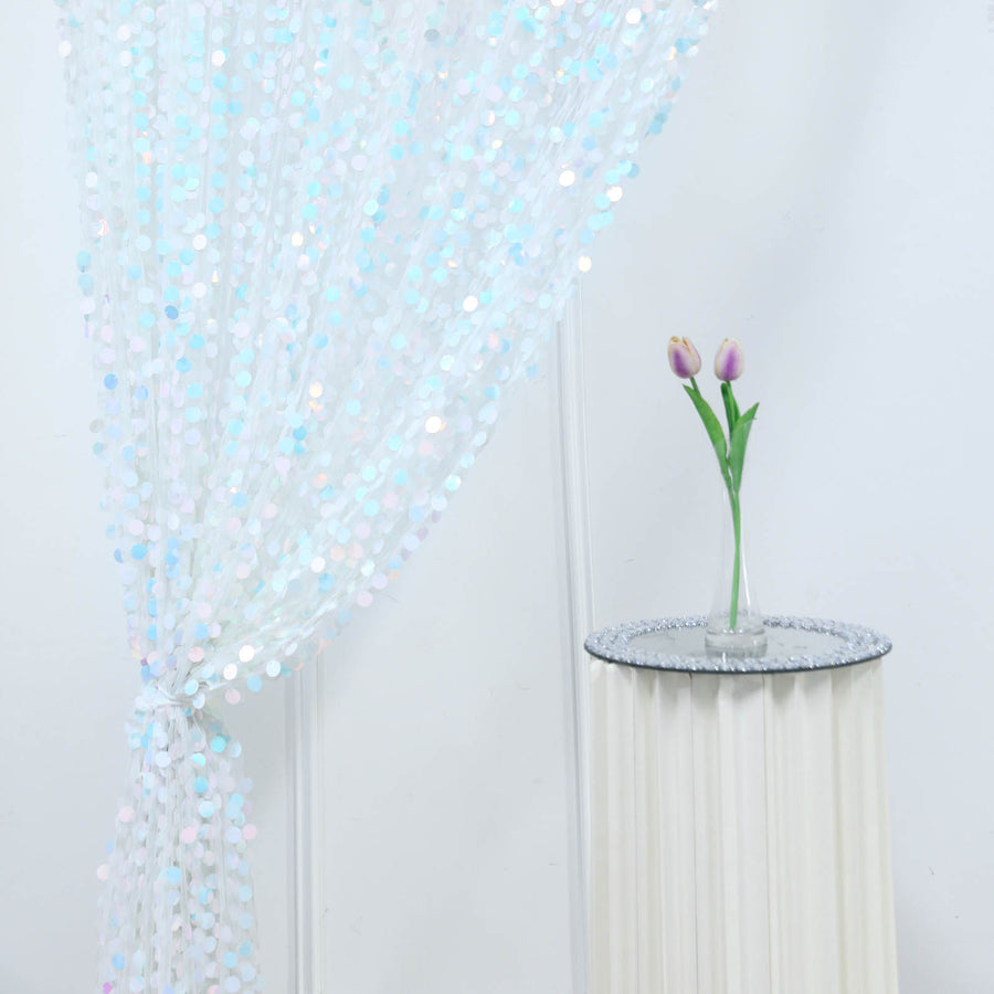 8ftx8ft Iridescent Blue Big Payette Sequin Photography Booth Backdrop