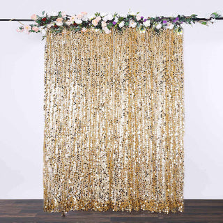 Capture the Magic with the Gold Big Payette Sequin Event Background Drapery Panel