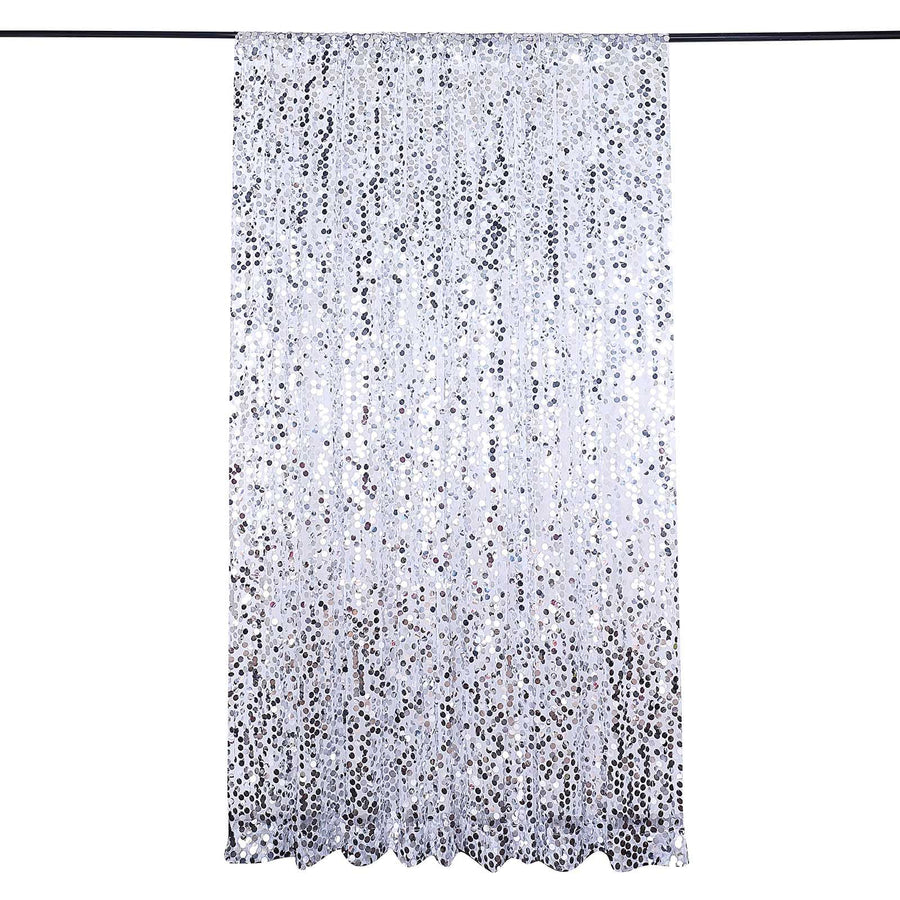 8ftx8ft Silver Big Payette Sequin Event Background Drapery Panel, Photo Backdrop Curtain
