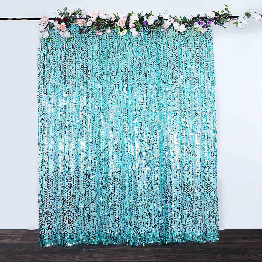 8ftx8ft Turquoise Big Payette Sequin Event Background Drapery Panel, Photo Backdrop Curtain