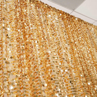 Elevate Your Event Decor with the Gold Big Payette Sequin Photo Backdrop Curtain