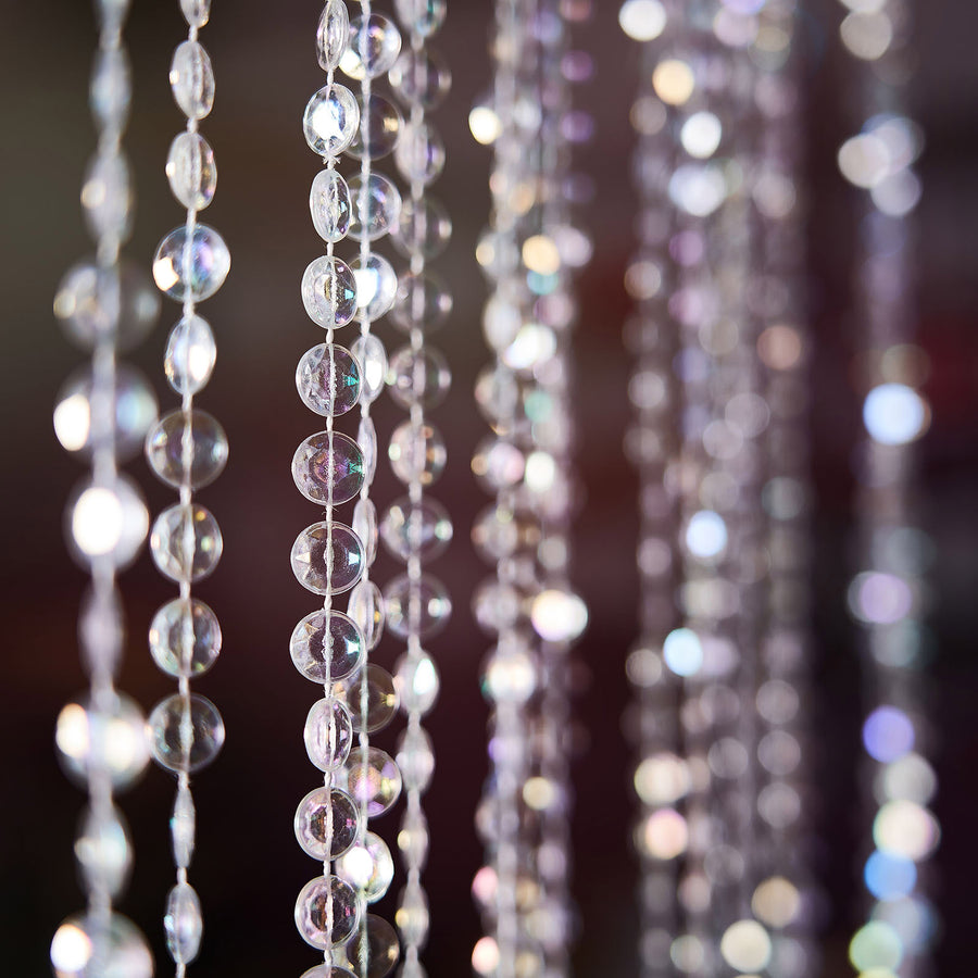 15 Strands | 15ft Crystal Beaded Ceiling Drape Curtains and Hanging Kit

