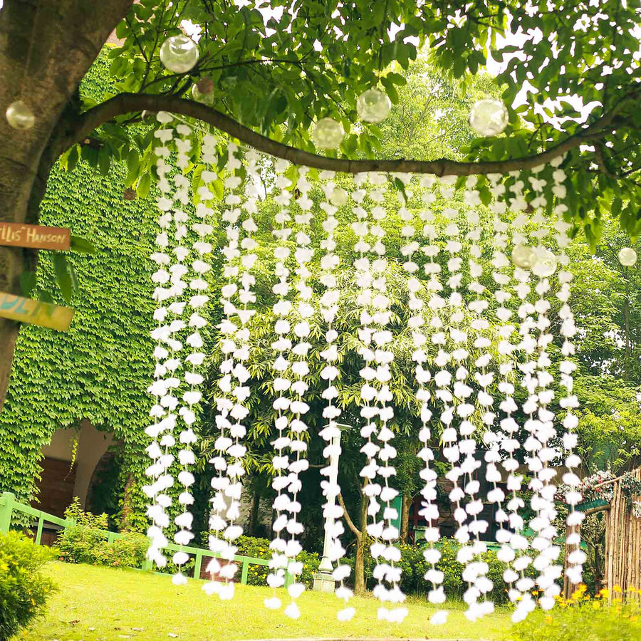 6ft White Silk Hanging Flower Garland Backdrop Doorway Curtain