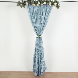 Add a Touch of Nature to Your Wedding Decor with the 8ftx8ft Dusty Blue 3D Leaf Petal Taffeta Fabric Event Curtain Drapery