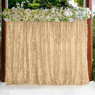 Add Elegance to Your Event with the 8ftx8ft Champagne 3D Leaf Petal Taffeta Fabric Event Curtain Drapery